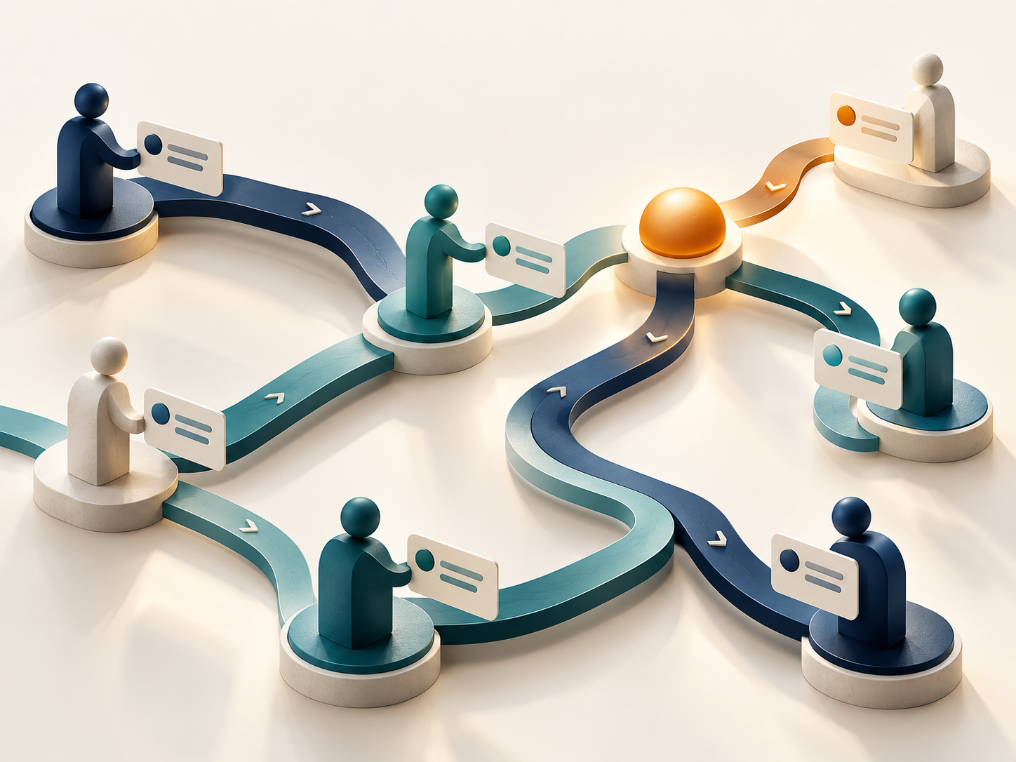 Illustration of connected responsibilities and clear team handoffs