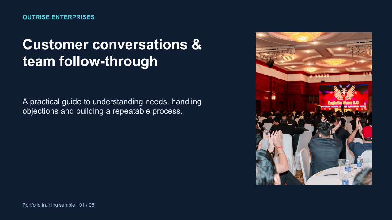 Customer conversations & team follow-through presentation excerpt